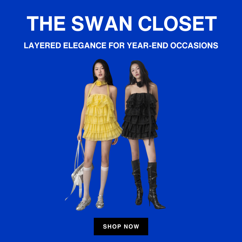 Domino Dress by The Swan Closet: Layered Elegance for Year-end Occasions