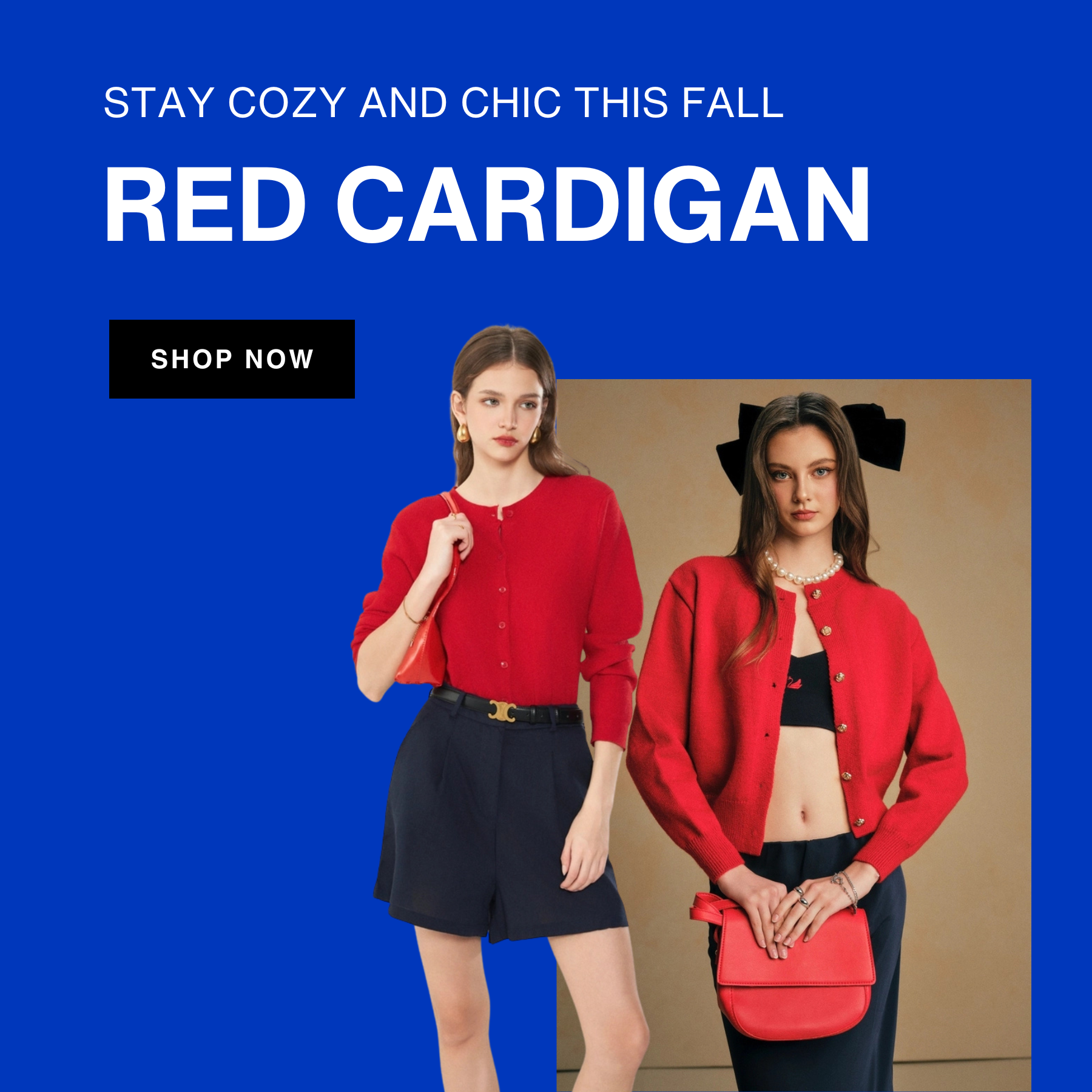 Embrace Autumn Elegance: Lana Official’s Red Cropped Cardigan