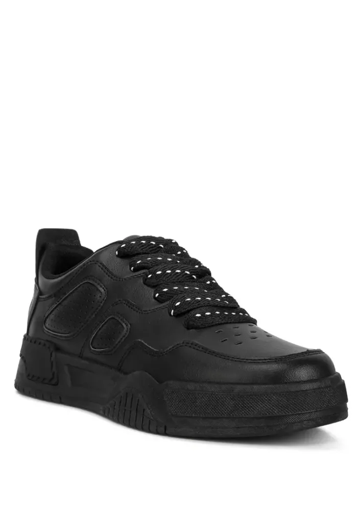 Black Panelling Flatform Sneakers