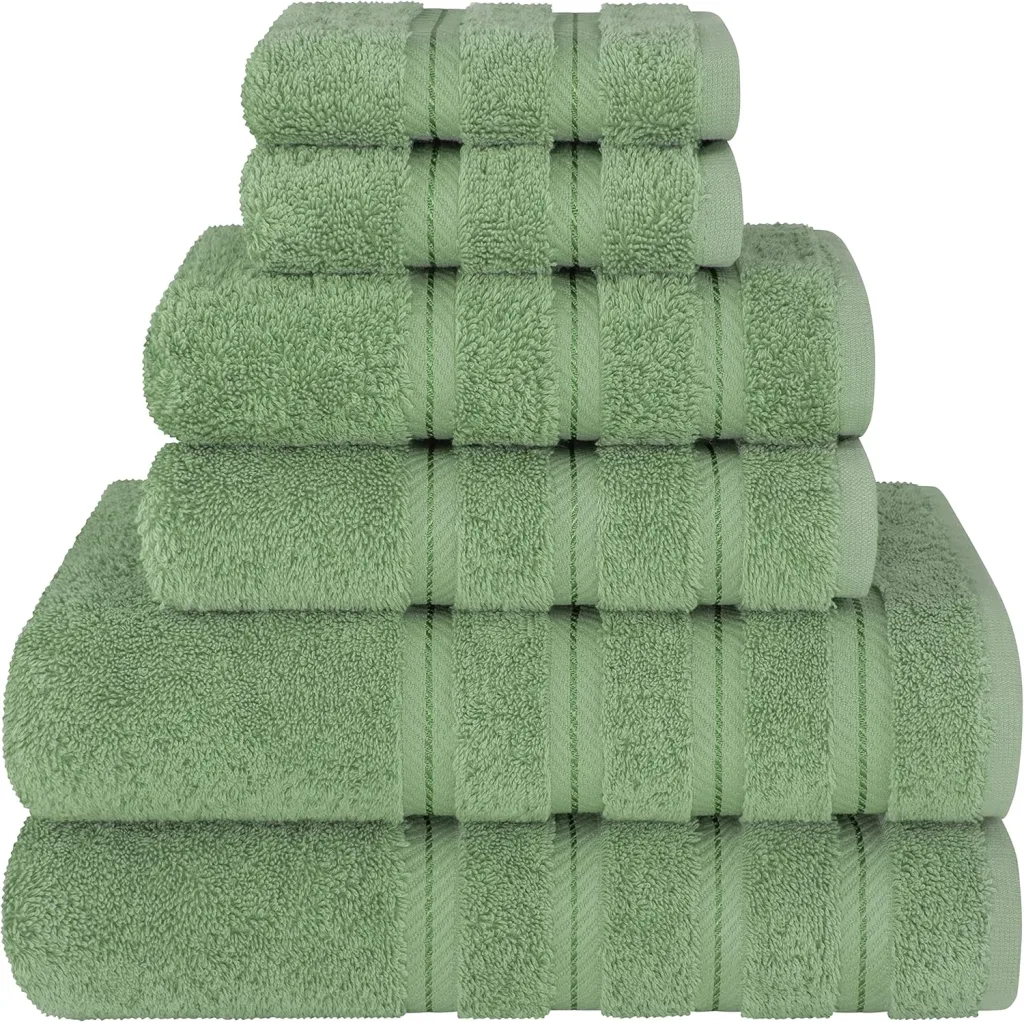 Luxury 6 Piece Towel Set, 2 Bath Towels 2 Hand Towels 2 Washcloths