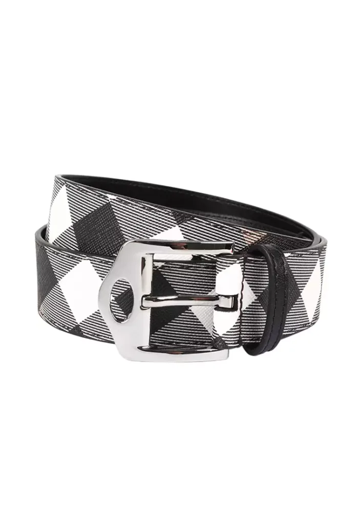 counter openwork detail check 3.5cm wide men’s belt 804937