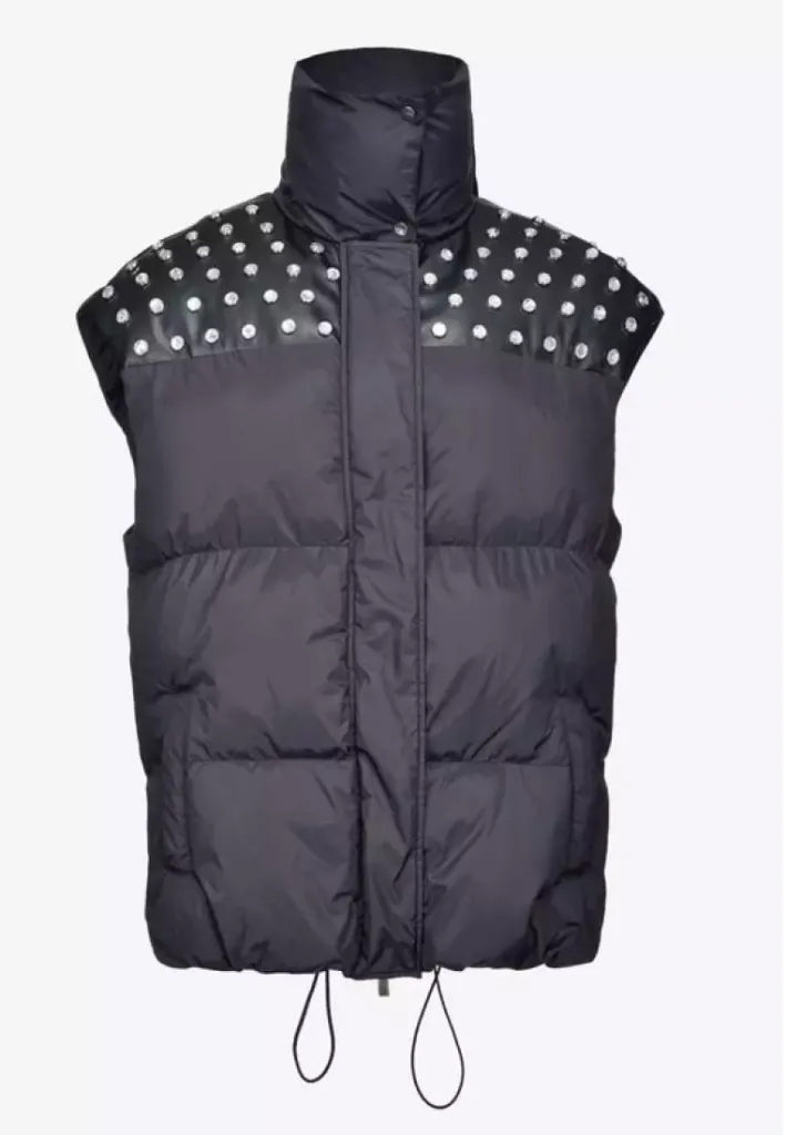 Padded gilet with chatons