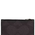 Zip Card Case In Blocked Signature Canvas in Walnut/ Tan CAB81