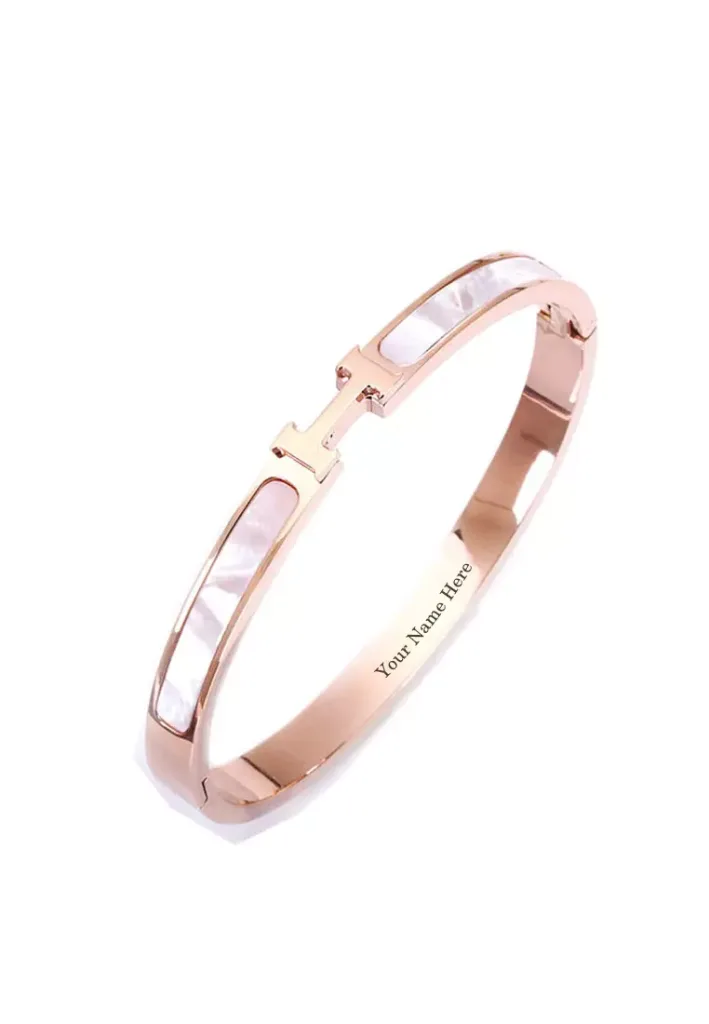 Caterina Mother of Pearl Bangle in Rose Gold