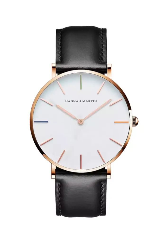 Hue Black Men Leather Quartz Watch