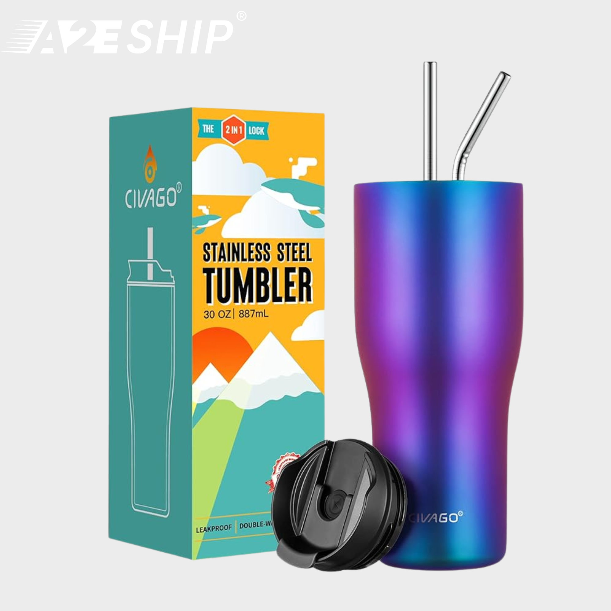 A2EShip Mua Hộ Quốc Tế Bình Civago Chính Hãng – Chất Liệu Inox 304 Cao Cấp, Không Chứa BPA.